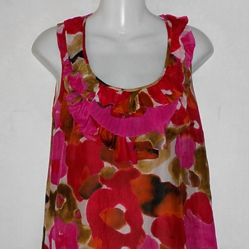 Ann Taylor LOFT dress sz XS 0 2 red multi floral